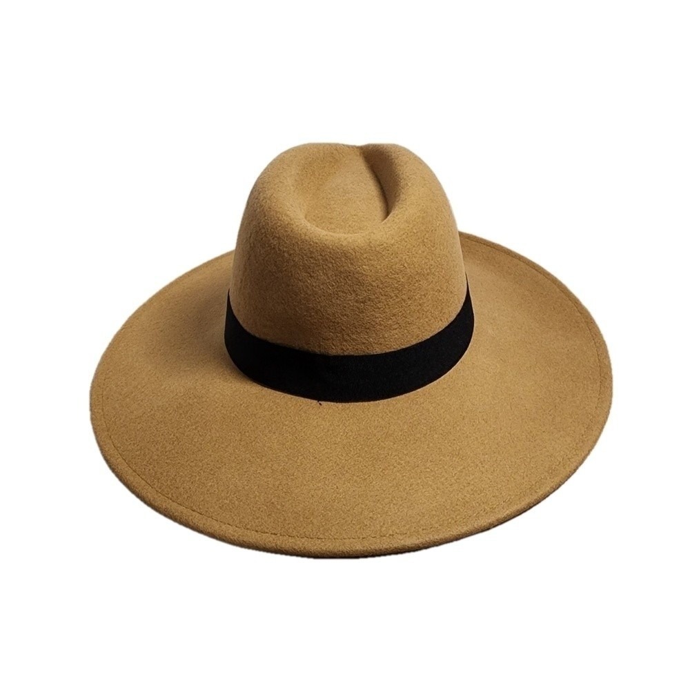 Red Dress Boutique Camel Wool Felt Wide Brim Rancher Fedora Hat OS NWT